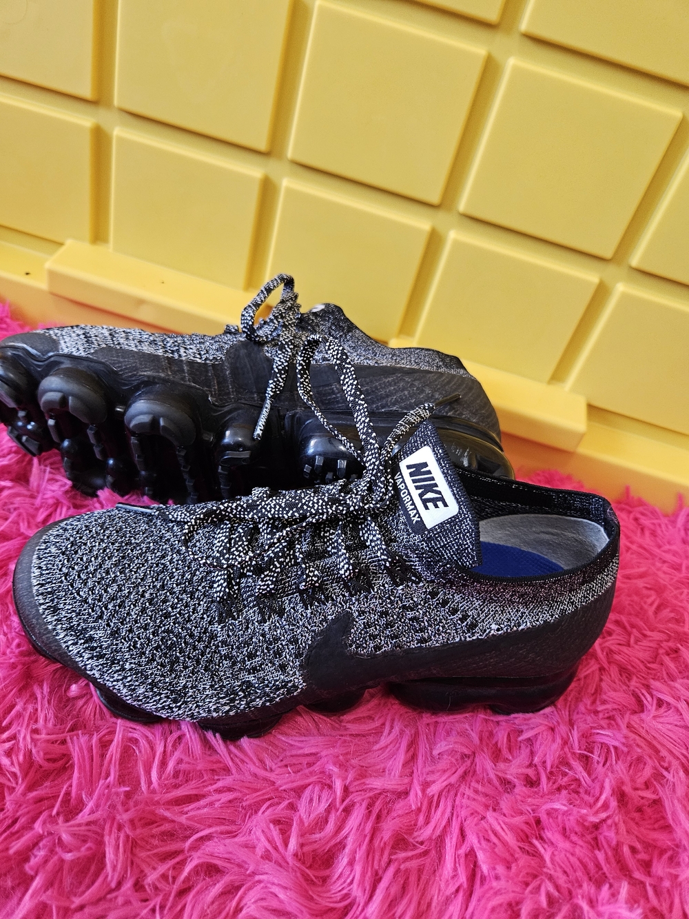 Nike Black & White Flyknit VaporMax-style Sneakers